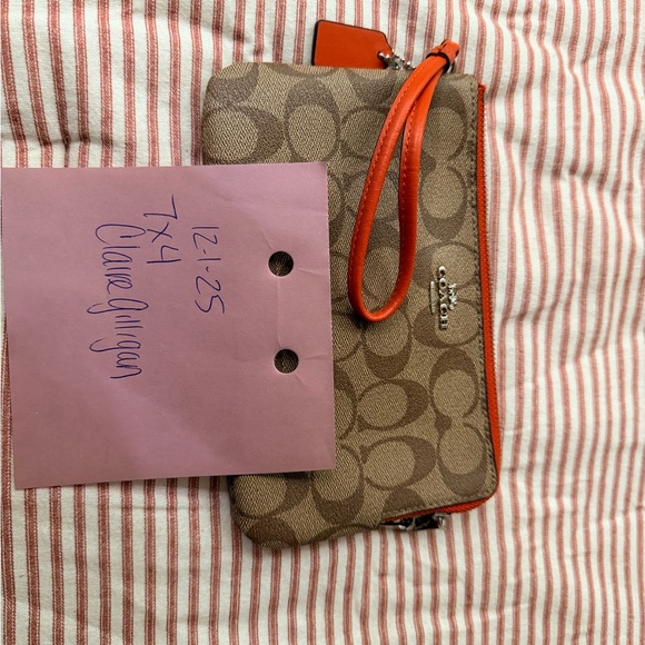 Coach Accessories - Coach Red and Brown Zip Wristlet